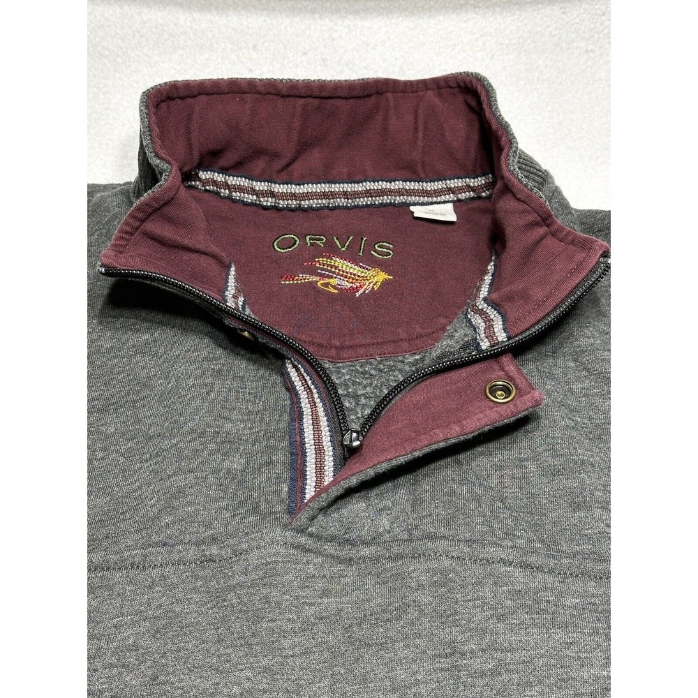 ORVIS Mens Pullover Size XL Quarter Zip Gray Sweater Signature Sweatshirt - Picture 3 of 16